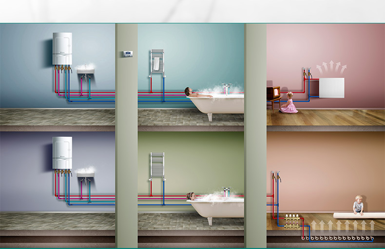 威能地暖，長沙地暖，威能壁掛爐，散熱片